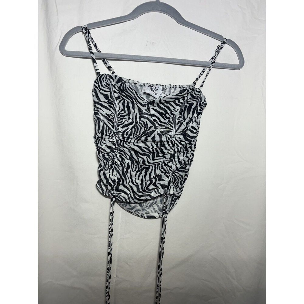 Princess Polly Black White Zebra Print Shine Bright Crop Top Size US 6 EUC‎ Q5